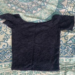 NAVY LACE BLUE TOP